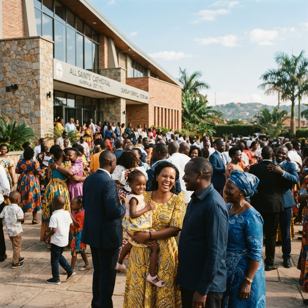 Grace Community Church family gathered after service