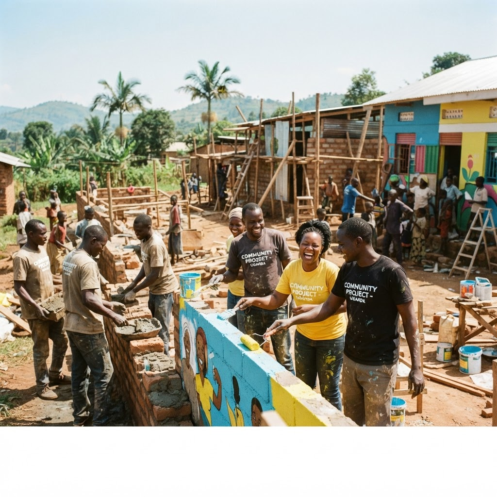 Volunteers serving a community project